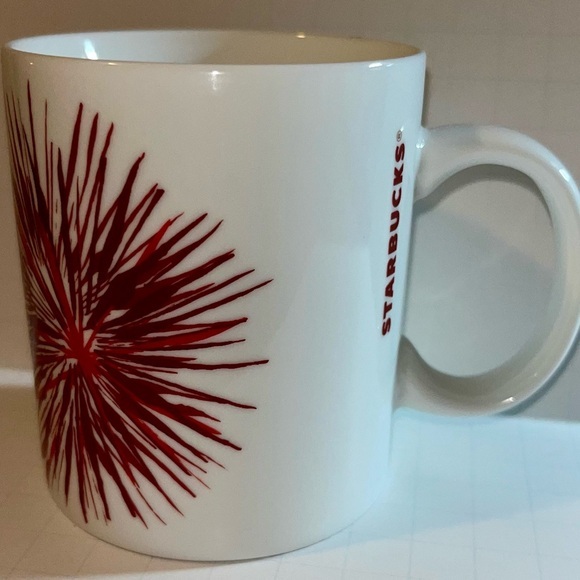 Starbucks Other - Starbucks Starburst Coffee Cup Mug Fireworks 12 Oz Ceramic 2014 Dark Red